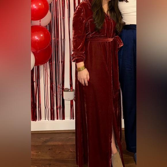 S’edge Vesper Cabernet Velvet Midi Dress - Picture 2 of 2